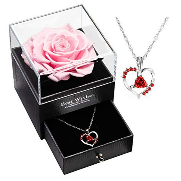 Silver Rose Flower Pendant and Necklace with Gift Box Silver Rose Flower Pendant and Necklace with Gift Box
